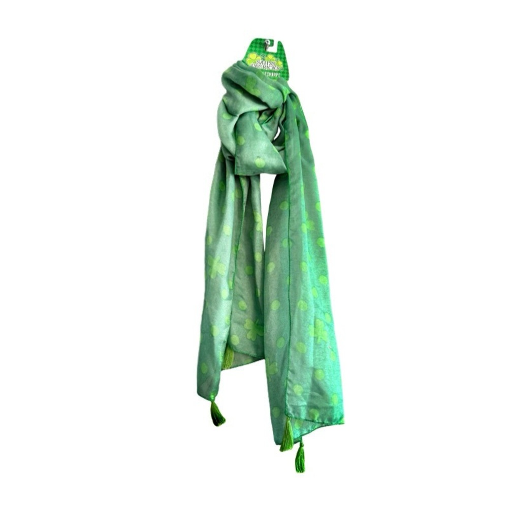Lightweight Shamrock Print Designed Scarf Green